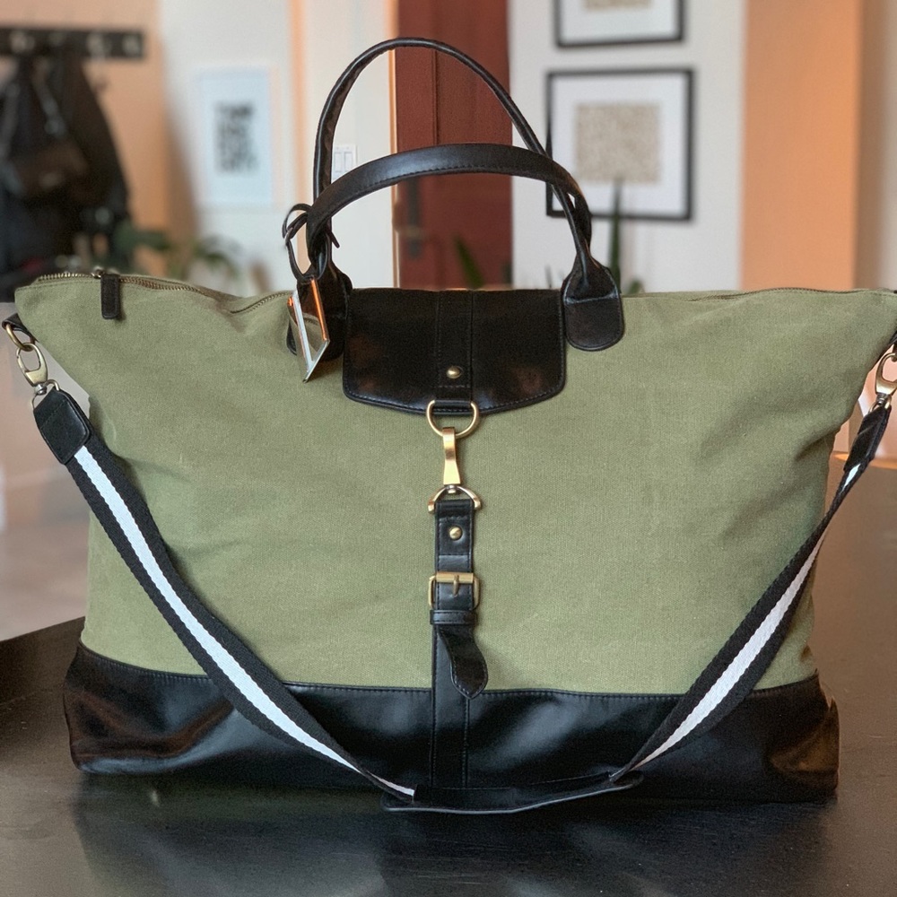 Olive Canvas Weekender Duffle Bag